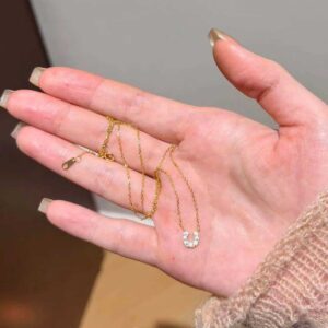 Horseshoe Pendant CZ Necklace