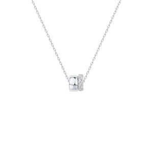 CZ Double Ring Pendant Necklace