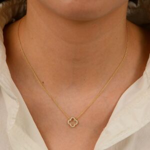 CZ Four Leaf Clover Pendant Necklace
