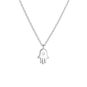 CZ Hamsa Hand Pendant Necklace
