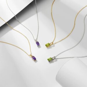 Emerald Cut Gemstone Pendant Necklace