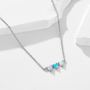 Triple Opal & CZ Bar Necklace