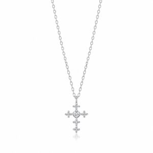 Vintage CZ Cross Pendant Necklace