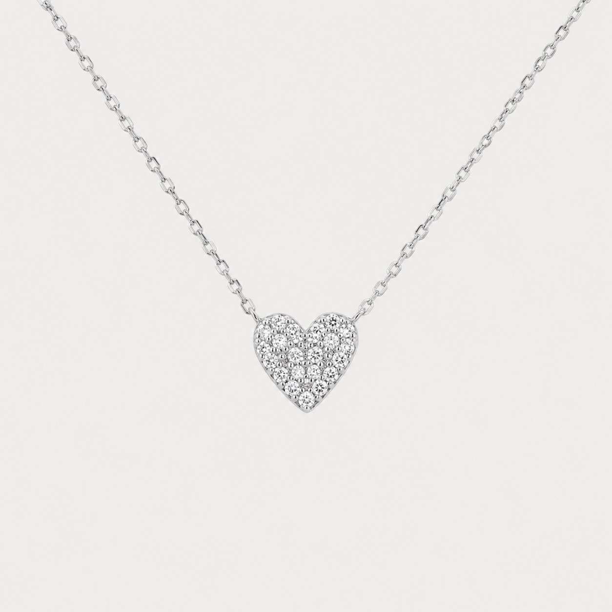 Pavé CZ Heart Pendant Necklace