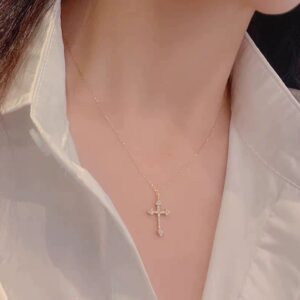 Gold Plated CZ Cross Pendant Necklace