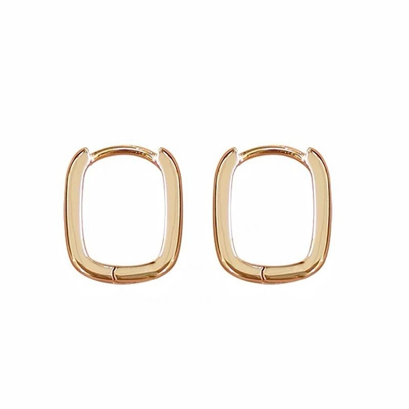 925 Sterling Silver Geometric Oval Hoop Earrings Gold Plated Minimalist Huggie Earrings for Women - Image 2