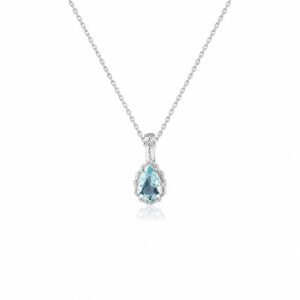 Pear Cut Blue Crystal Pendant Necklace