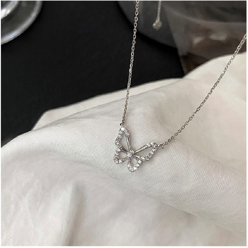 CZ Butterfly Pendant Necklace