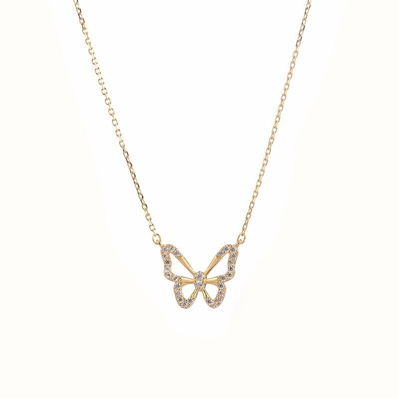 CZ Butterfly Pendant Necklace - Image 3
