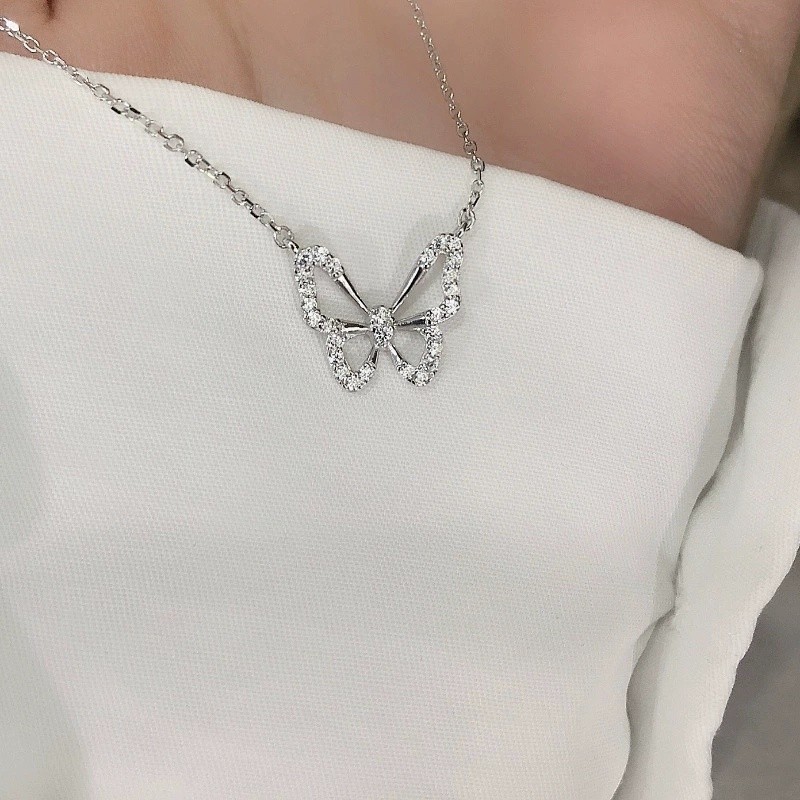 CZ Butterfly Pendant Necklace - Image 5
