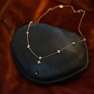 CZ Star Charm Station Necklace
