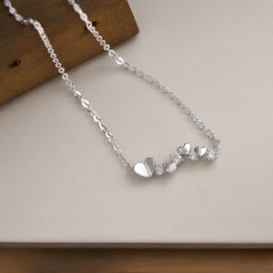 Double Heart CZ Necklace