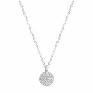 Pavé CZ Round Disc Pendant Necklace