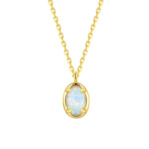 Oval Fire Opal Pendant Necklace