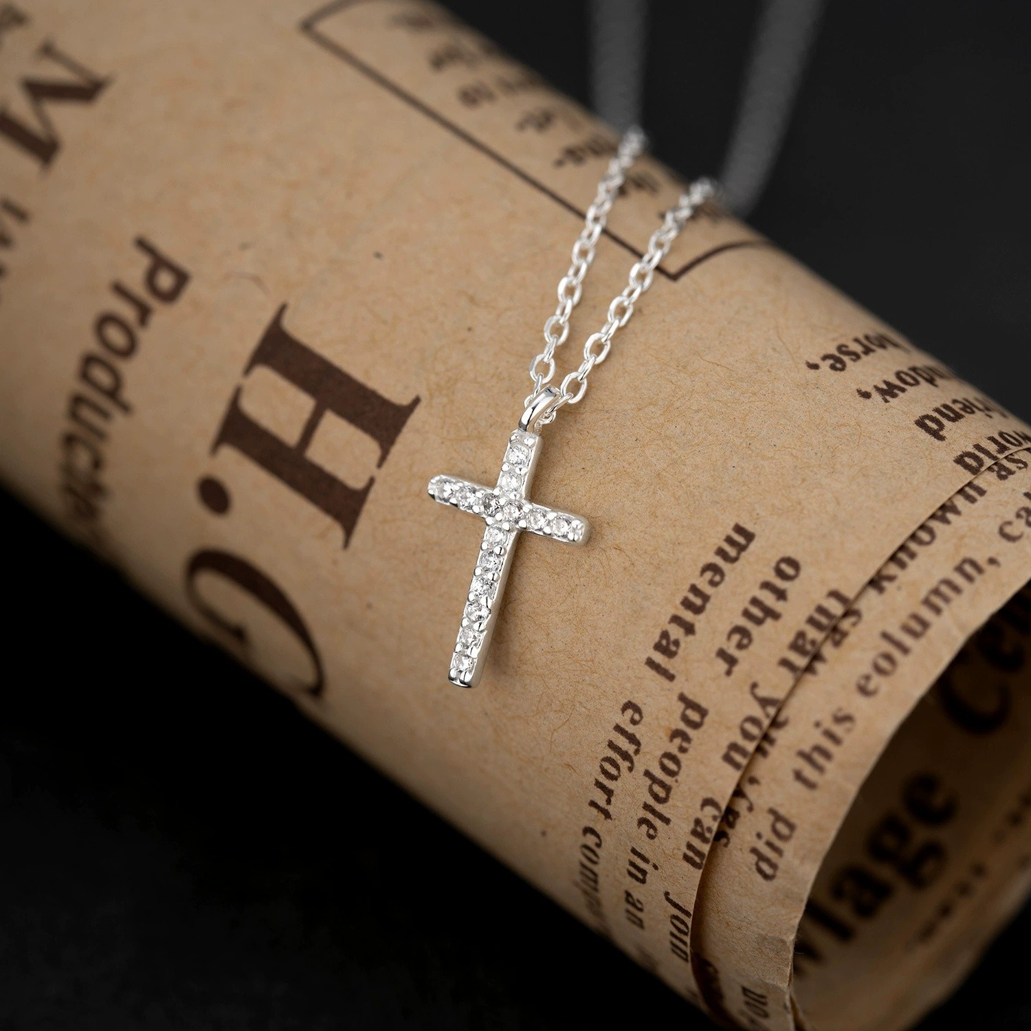CZ Cross Pendant Necklace - Image 4
