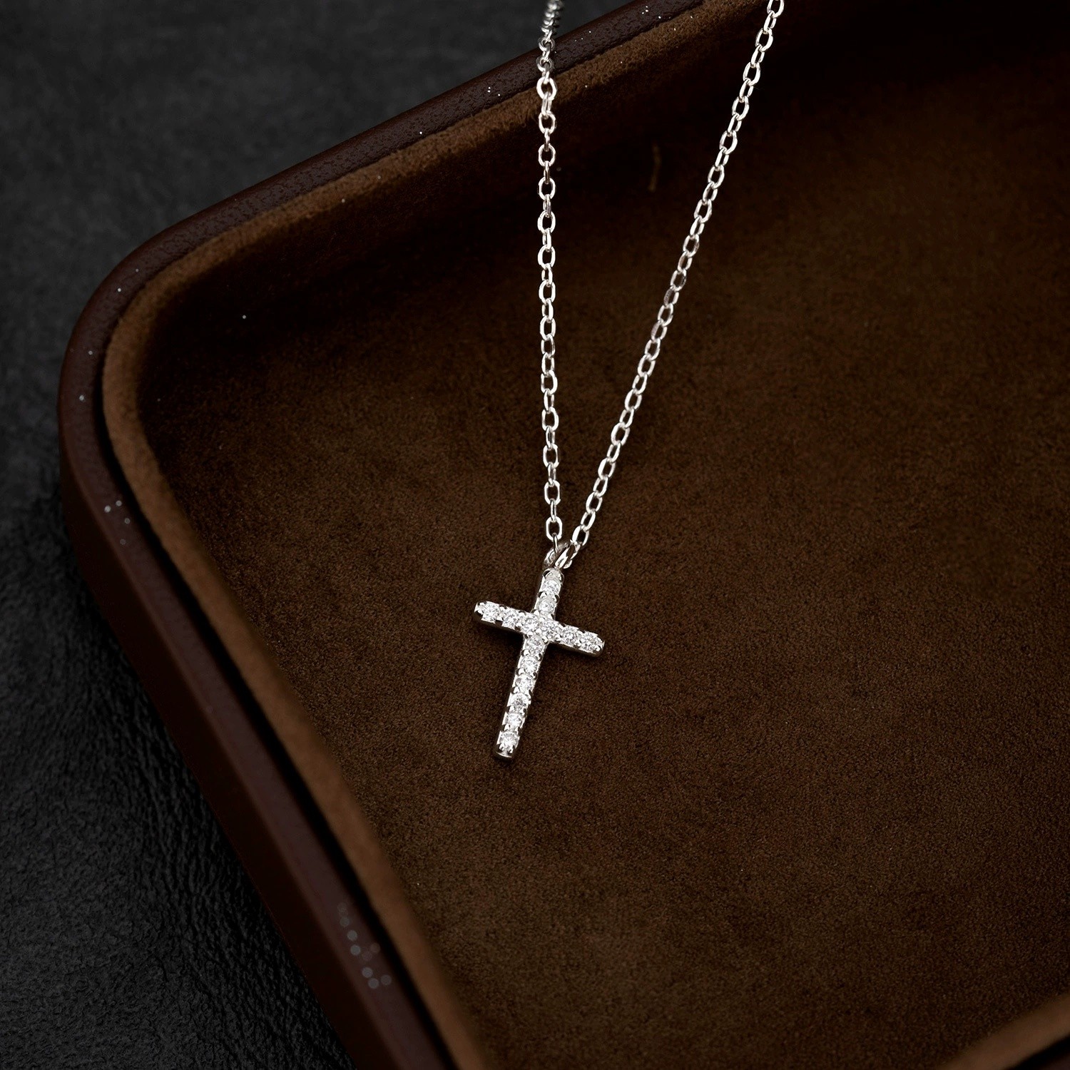 CZ Cross Pendant Necklace - Image 7