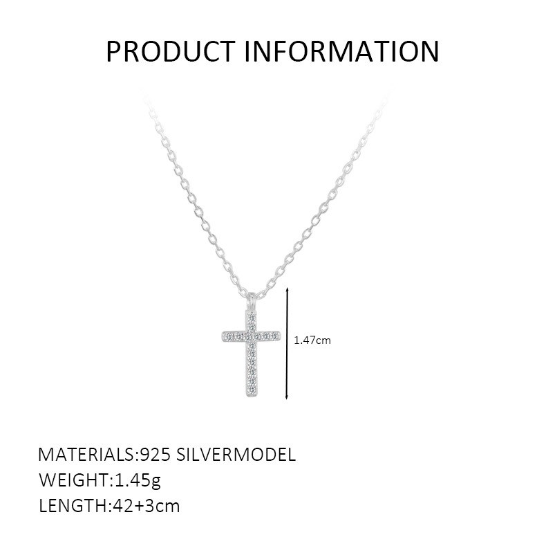 CZ Cross Pendant Necklace - Image 9