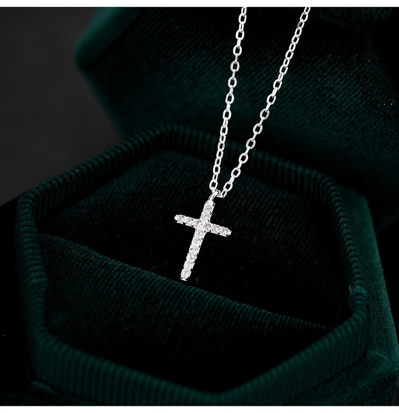 CZ Cross Pendant Necklace - Image 10