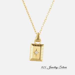CZ North Star Tag Pendant Necklace