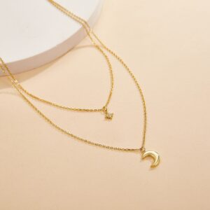 Moon and Star Layered Necklace