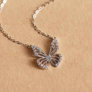 CZ Butterfly Necklace and Earrings Set