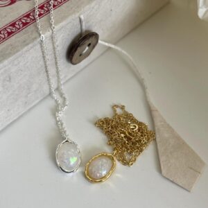 Oval Opal Pendant Necklace