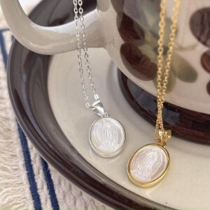 Mother of Pearl Virgin Mary Necklace