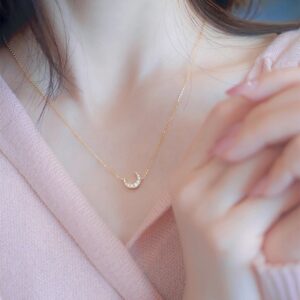 Crescent Moon CZ Necklace