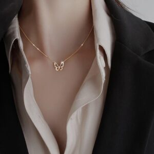 CZ Butterfly Pendant Necklace