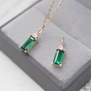Emerald Cut Green Zircon Pendant Necklace
