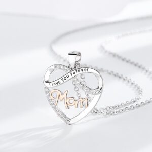 CZ Mom Infinity Heart Pendant Necklace