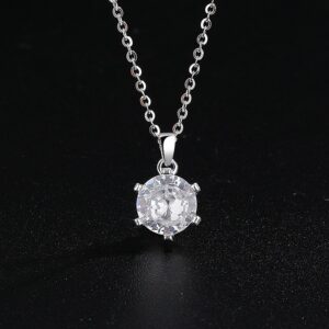 Round Cut CZ Solitaire Pendant Necklace