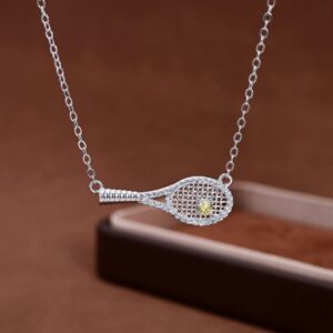CZ Tennis Racket Pendant Necklace