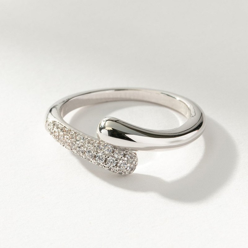 Pavé CZ Snake Wrap Open Ring - Image 2