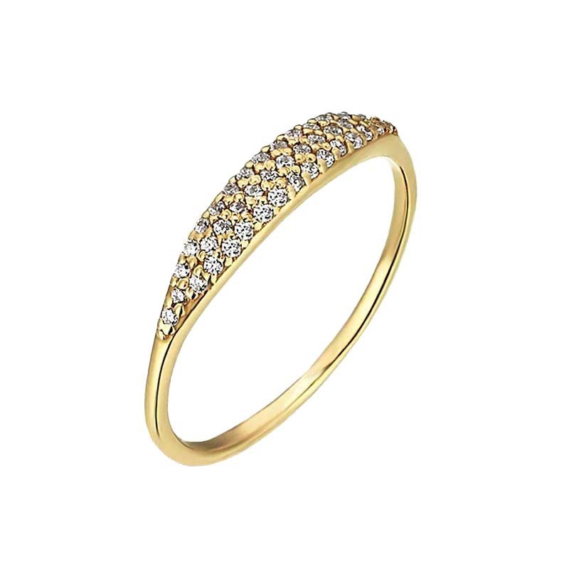 925 Sterling Silver Gold Plated Micro Pavé CZ Ring Minimalist Stackable Wedding Band Fashion Jewelry for Women