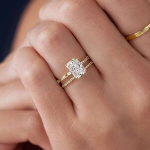 Emerald Cut CZ Solitaire Engagement Ring