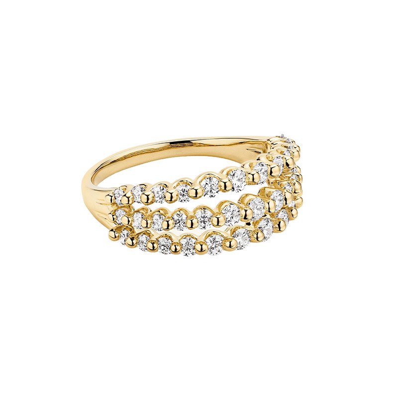 925 Sterling Silver Gold Plated Multi Row Pave Cubic Zirconia Statement Ring Luxury Cluster Band Jewelry for Women