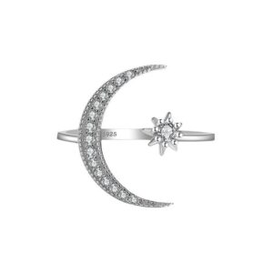 CZ Moon and Star Open Ring
