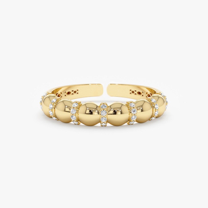 925 Sterling Silver Gold Plated Heart and Star Cubic Zirconia Eternity Band Ring Romantic Jewelry for Women