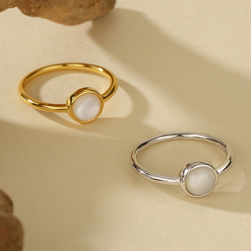 Mother of Pearl Round Band Ring - Image 2