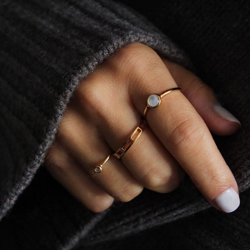 Mother of Pearl Round Band Ring - Image 4