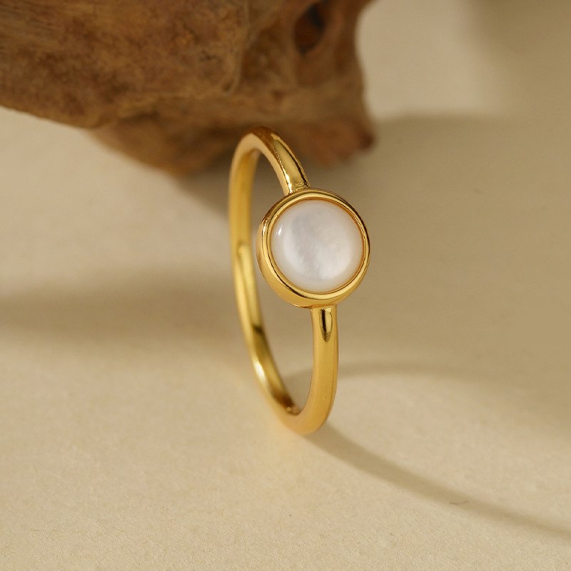 Mother of Pearl Round Band Ring - Image 6