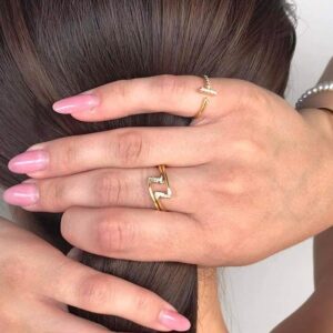 Pavé CZ Nail Open Ring