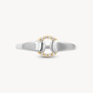 Pavé CZ Horsebit Link Open Ring
