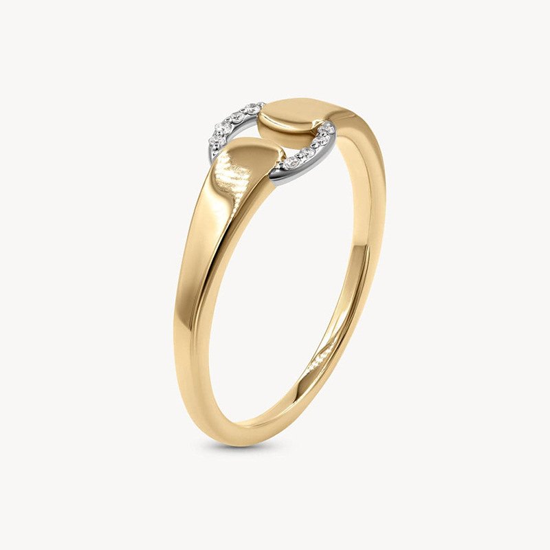 925 Sterling Silver Horsebit Link Open Ring Pave CZ Minimalist Adjustable Ring for Women - Image 3