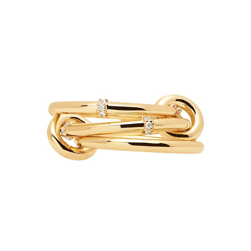 925 Sterling Silver Gold Plated Paperclip Link Ring Cubic Zirconia Chain Statement Jewelry for Women - Image 3