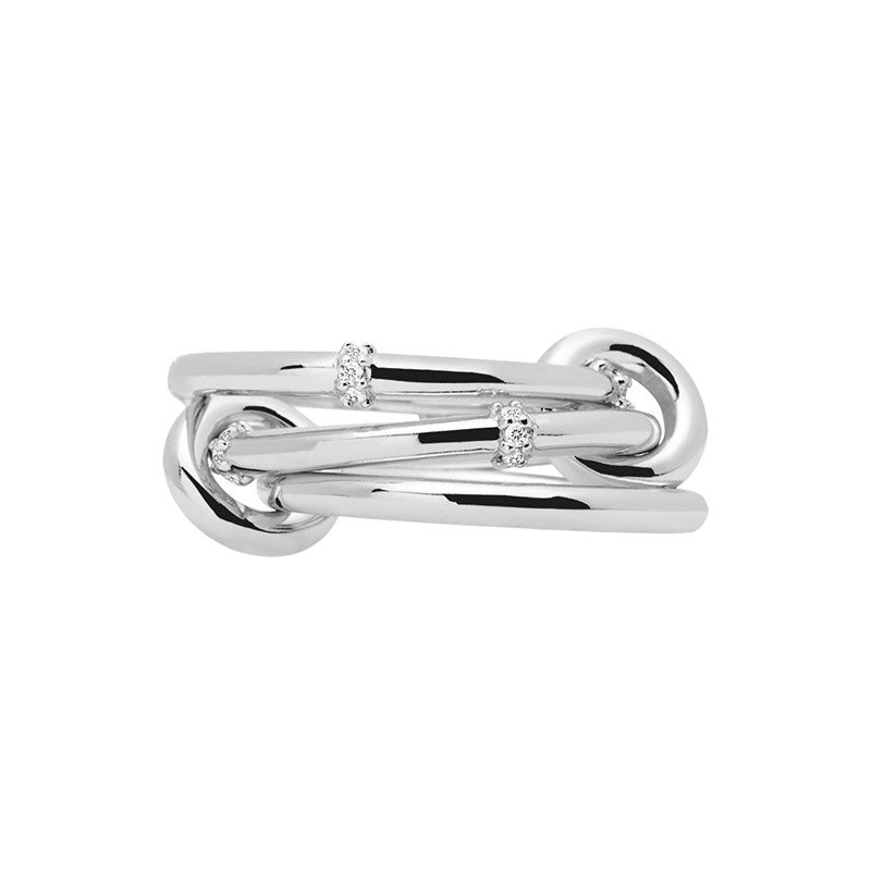 925 Sterling Silver Gold Plated Paperclip Link Ring Cubic Zirconia Chain Statement Jewelry for Women - Image 6