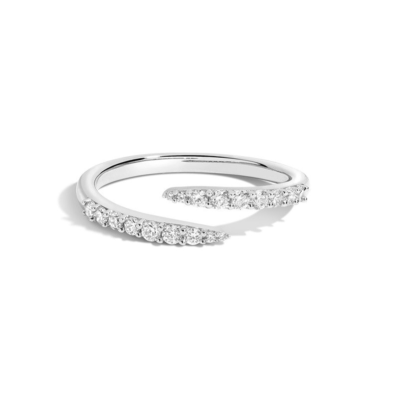 925 Sterling Silver Double Row Pave CZ Crossover Ring Adjustable Open Ring for Women - Image 2