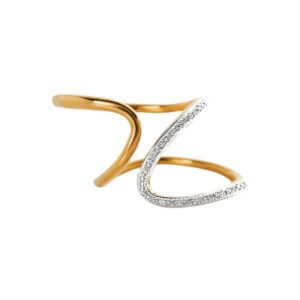 Pavé CZ Asymmetrical Wave Open Ring