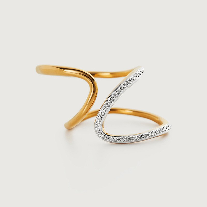 925 Sterling Silver Asymmetrical Wave Open Ring Pave CZ Statement Ring for Women - Image 3